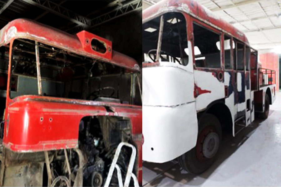 Heritage restoration of a Leyland fire engine